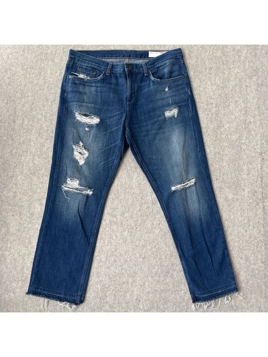 rag & bone Denim - Rag & Bone Ex Boyfriend Jeans Womens 31 Doris Wash Distressed Raw Hem